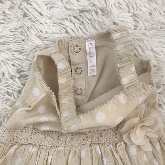 ❌Sold❌Cherokee Baby Girl Beige Cotton Dress 🌻 - Picture 3 of 4